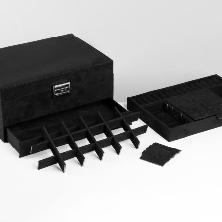 Steam for jewelry "Casket" 2 level, phlock, 24.5 × 17 × 12 cm, black color-14