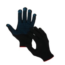Garden gloves, x/b, knitting grade 10, 5 threads, size 9, with PVC dots, black