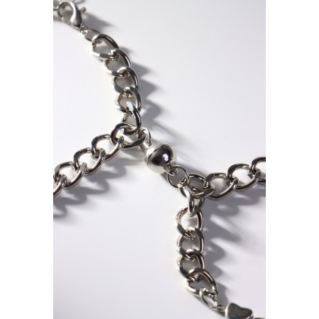 Bracelets "Demetrons" on a magnet, heart on large links, color silver-3