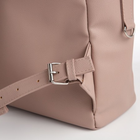 The backpack of the city Textura from eco -leather on lightning, external pocket, beige color-2