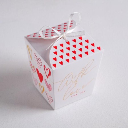 Bonbonniere box, gift packaging, “With Love”, 7.5 x 8 x 7.5 cm-2
