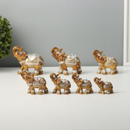 Souvenir Polystone Set 7 pcs "Family Elephants" 20x9.5x9 cm-6