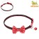 Textile collar with bow and tambourine, 30 x 1 cm, red