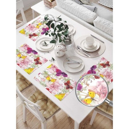 A set of napkins for setting the table “Letter in butterflies”, rectangular, size 32x46 cm, 4 pcs-1