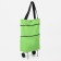 Folding bag on 2 wheels, on the button, the color is green