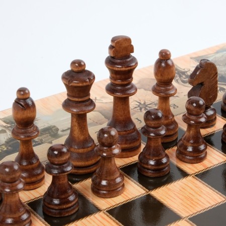 Board game 3 in 1 "sea": chess 32 pcs, checkers 30 pcs, backgammon, 50 x 50 cm-4