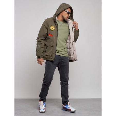 Winter male jacket, size 56, khaki color-4