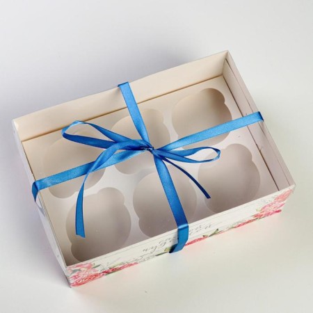 Capcake box, confectionery packaging, 6 cells “The Most Wonderful”, 23 x 16 x 7.5 cm-1