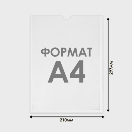 Pocket for information flat A4, vertical, outflow of 1 mm, without adhesive tape, white color-1