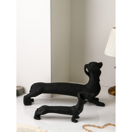 Set of figures "Dachshund", polystone, 35 cm, black matte color-3