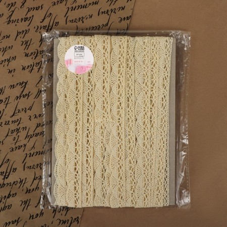 Knitted lace, 20 mm × 10 ± 1 m, beige color-3