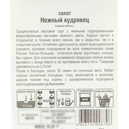 Salad Salad "Tender Kudryavets", 0.5 g-2