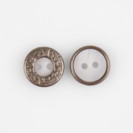 Decorative button, 2 punctures, d = 11 mm, white/silver color-2