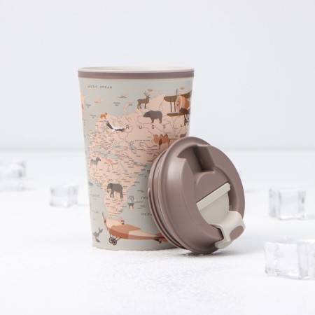Thermal tuning with a lid with a valve "Card", 350 ml, 8.6 × 8.6 × 15.5 cm, light-beige color-1