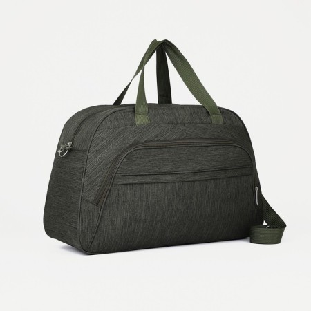 Road bag with lightning, outer pocket, long belt, khaki color