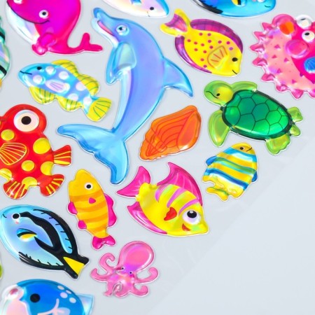 Stick plastic holography with a metal tint "Underwater World" 9.5x27 cm-2