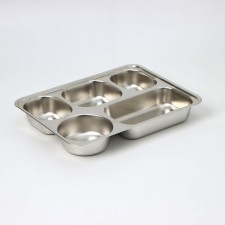 Stainless steel tray, 5 sections, 28 × 22 × 4 cm