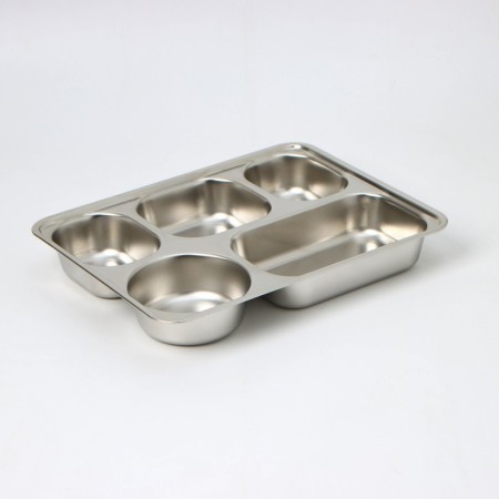 Stainless steel tray, 5 sections, 28 × 22 × 4 cm
