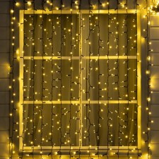 Гирлянда «Занавес» 2 × 3 м, IP65, УМС, тёмная нить каучук, 760 LED, свечение тёплое белое, 220 В