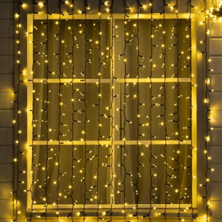 Garland "Curtain" 2 × 3 m, IP65, UMS, dark rubber thread, 760 LED, glow warm white, 220 V