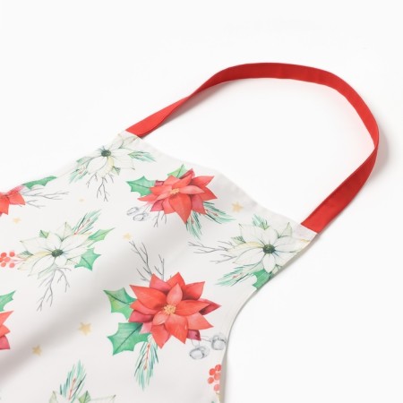Apron "Ethel" Christmas Red Flowers 60x70cm, 100% HL, sarzha 190 g/m2-10