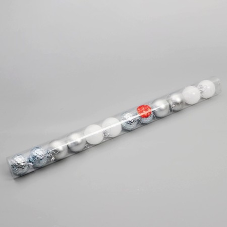 Set of balls plastic D-6 cm, 12 pcs "Agnet" white silver-1