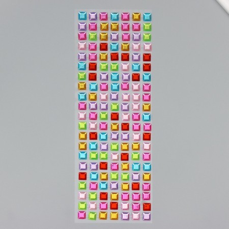 Plastic sticker "Rhinestones color, square" MIX D-1,2 cm 11x32 cm-3