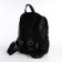 Women's backpack made of artificial leather with lightning, 6 outer pockets, black color
