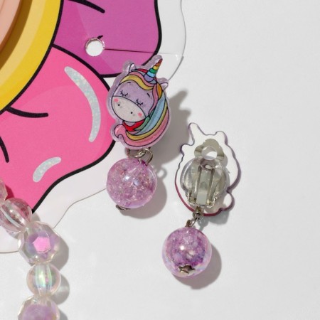 Set of children's 4 items: clips, ring, bracelet, glitter "unicorn", color-5