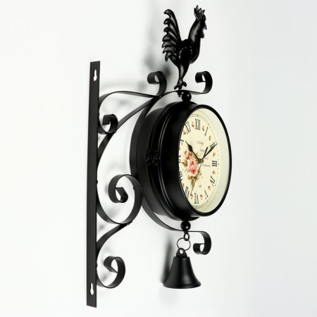 Wall clock doubles, on the suspension "weather vine", smooth move, D-19 cm, 48 x 32 cm, 2 aa-2