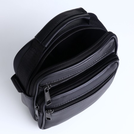 Male bag on lightning, long belt, black color-4