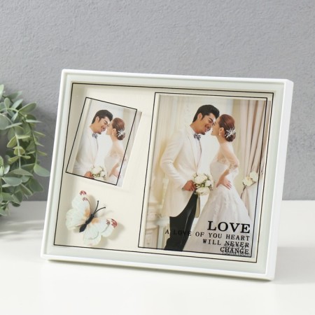 Multipher "Wedding" plastic, 2 photos (13x18 cm, 5.5x7.7 cm) cv. white-1