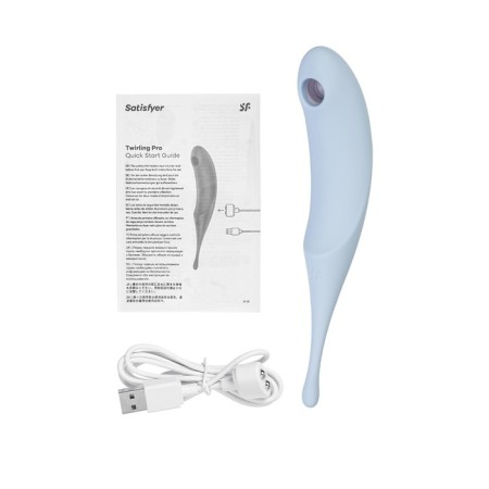 Vacuum-wave contactless stimulator of the Satiffyer Twirling Pro clitoris, silicone, blue color-10