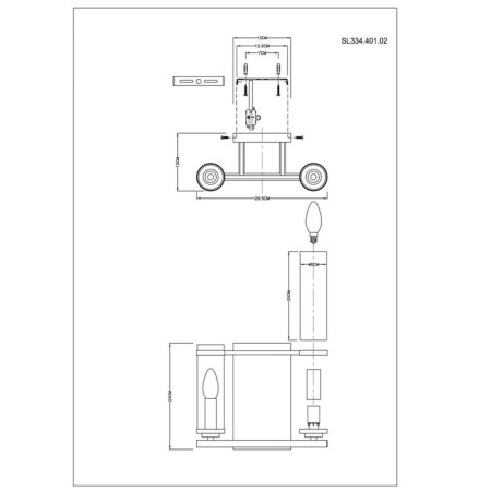 Sconces st. SL334.401.02. Bichero. 2x60 W, E14, 29, 4x24 cm, black color, nickel-9