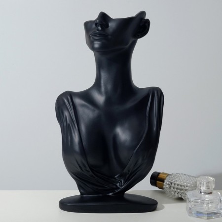 Bust for jewelry 18 × 8 × 32, hole in the ear, black color-2