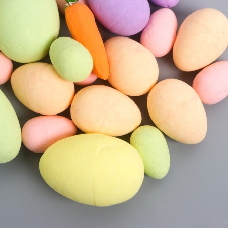 Easter decor "Multi -colored testicles with carrots" set of 31 pcs 4x6, 3x4, 2x3 cm-1