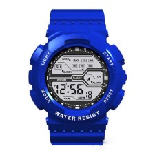 Watch is electronic, waterproof, blue