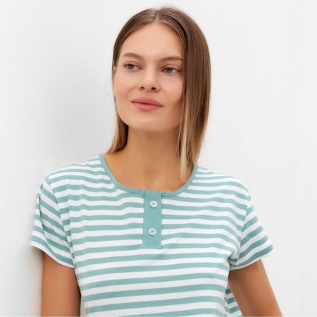 Women's set (T -shirt/shorts), olive strip color, size 50-5
