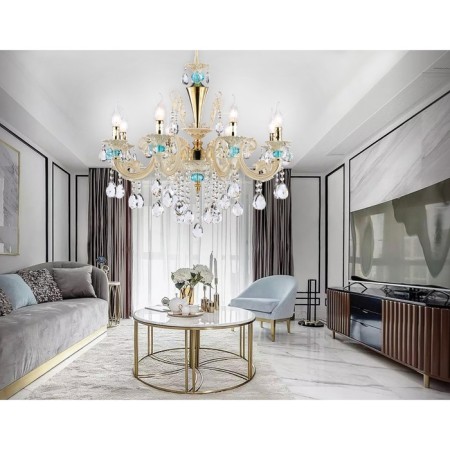 Crystal chandelier with Ambrella Light, Classic, Tr4926, 8HE14, Gold, White Color-2