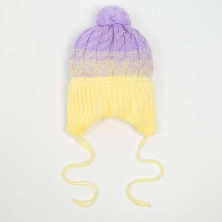 Hat for girls, yellow/lilac color, size 53-56 cm-2
