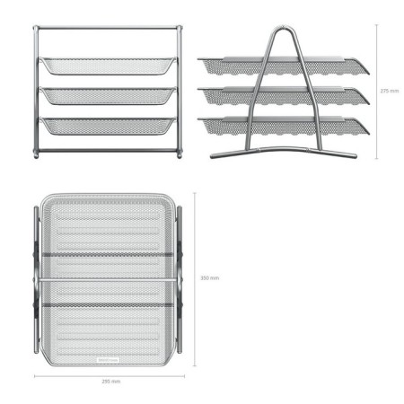 Paper tray horizontal 3-level Erichkrause Steel, assembly, metal mesh, silver-6