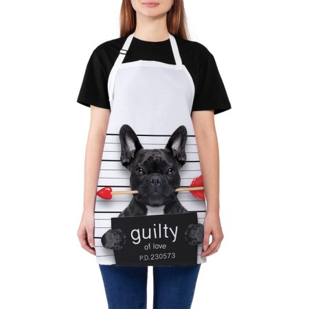 Apron of a kitchen with a photo print "Dog in love", adjustable, size OS