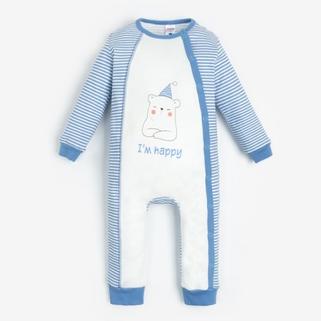 Overalls for a boy, blue color/bear, height 80 cm