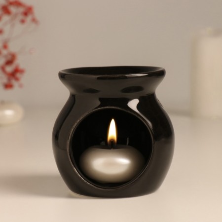 Aroma lamp ceramics "D ♥ M." Black 7.2x7.2x7.8 cm-5