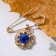 Mandalah-shaped pins, 3 cm, blue color in gold