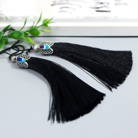 Decor for creativity textiles "Padishah brush" Black set 2 pcs 9x1 cm-1
