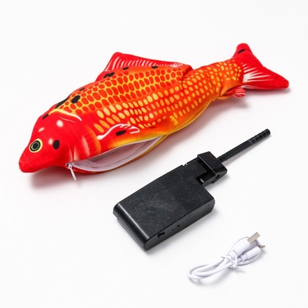 A toy for cats "Golden perch" with a moving tail and with a USB-ship, 28 cm-1