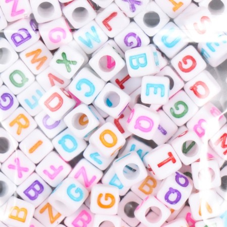 A set of plastic beads "Astra" 6 mm, 2 species of 20 g, white/rainbow (66878)-1