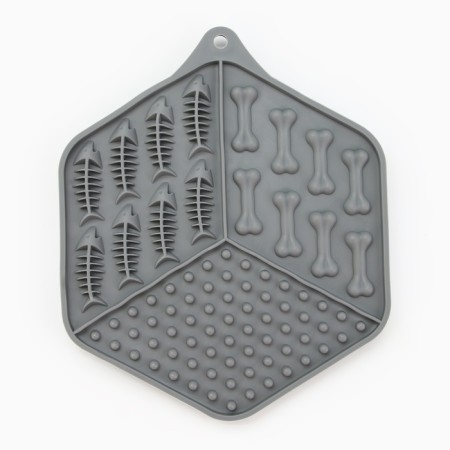 Rug - a bowl for slow feeding, gray, 18.5 cm x 16 cm-1
