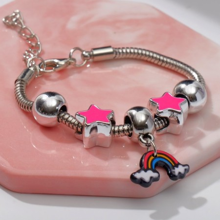 Bracelet Children's "chosen" stars, suspension mix, colored in silver